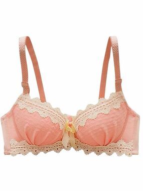 VICTORIA’S SECRET Tease Push-Up Bra Pink White Lace Trim Textured 32B